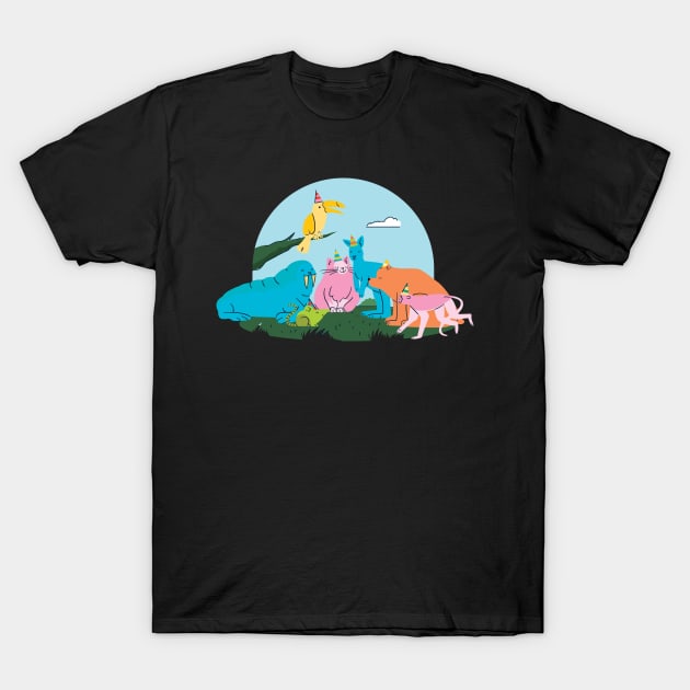 animals party cute design T-Shirt by Midoart